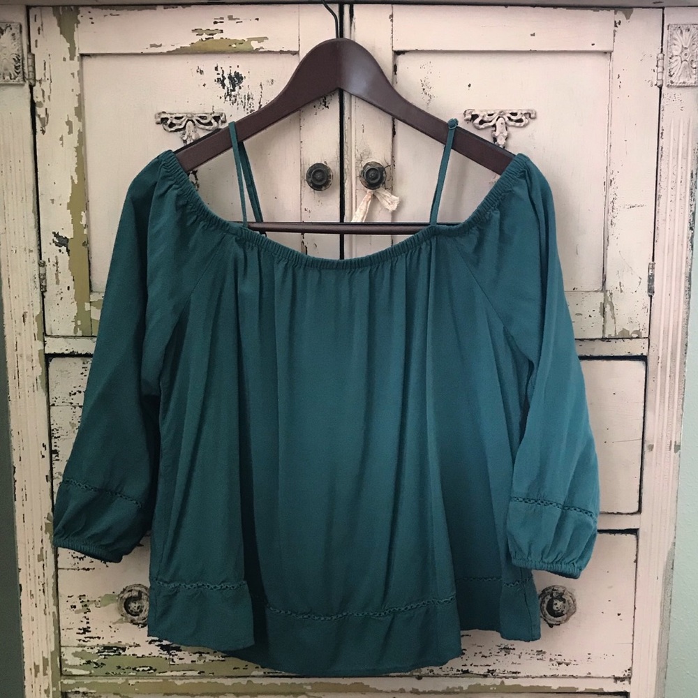 Green off the shoulder top